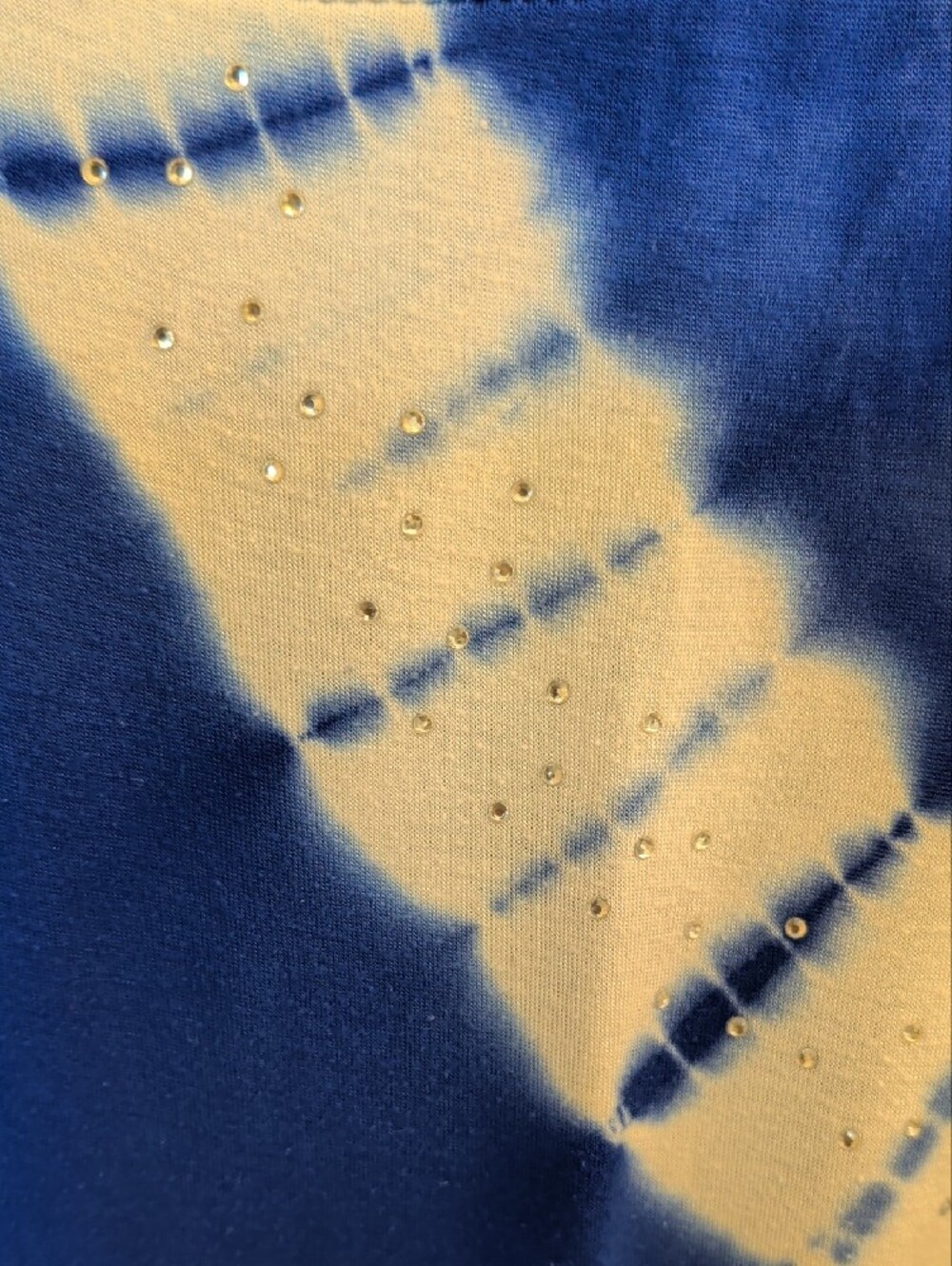 INC Blue Tie Dye Stripe Sheer Sleeve Rhinestone Top 3X Plus Size Blouse - Picture 6 of 8